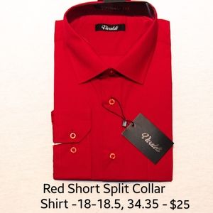 Red Short Split Collar Shirt